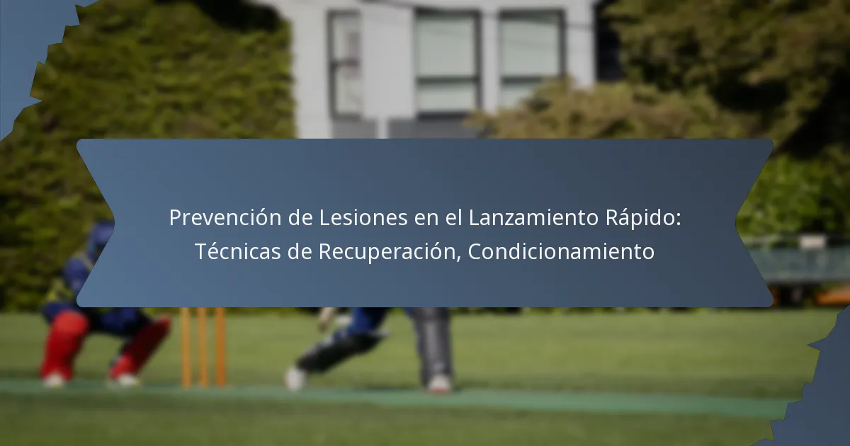 Prevención de Lesiones en el Lanzamiento Rápido: Técnicas de Recuperación, Condicionamiento